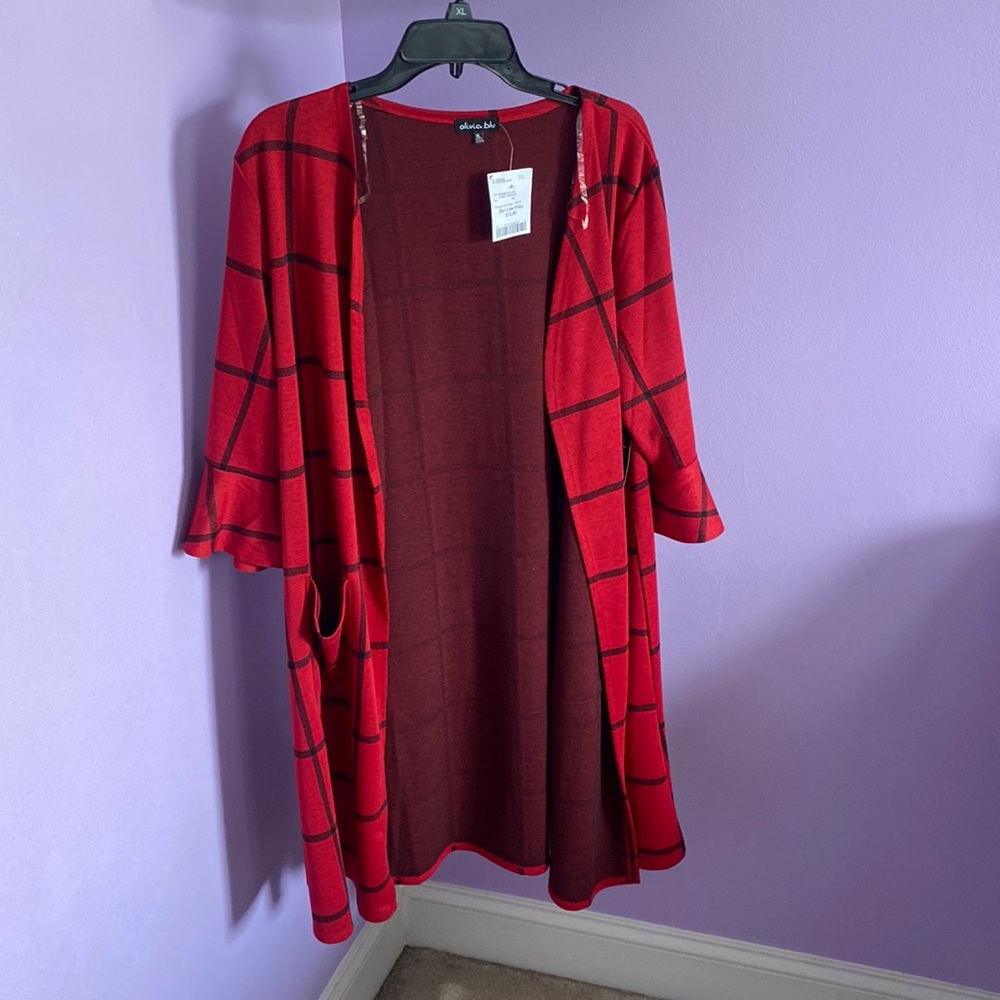 Women’s red open sweater